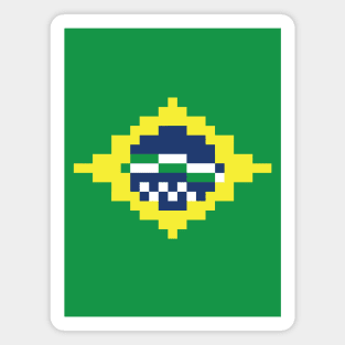 Brazilian Flag - Pixel Art Magnet